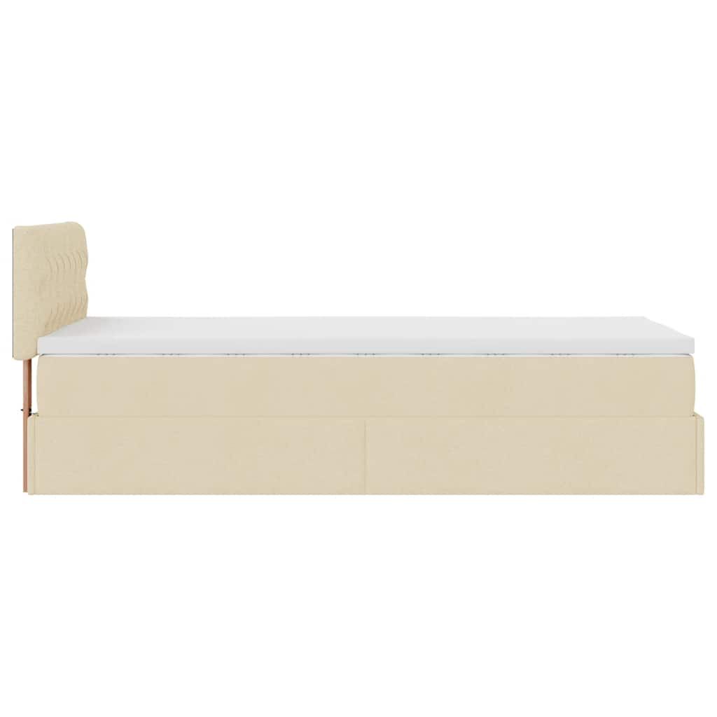 vidaXL Οθωμανικό κρεβάτι με στρώμα Cream 80x200cm ύφασμα