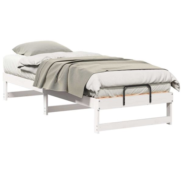 vidaXL Κρεβάτι με λαβές μεταφοράς Λευκό 80 x 200 cm Μασίφ ξύλο πεύκου