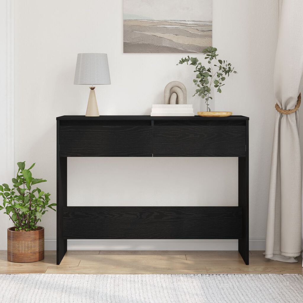 vidaXL Μαύρο Ξύλινο Τραπέζι Κονσόλας - 100x35x76.5 εκ - Επεξεργασμένο Ξύλο
