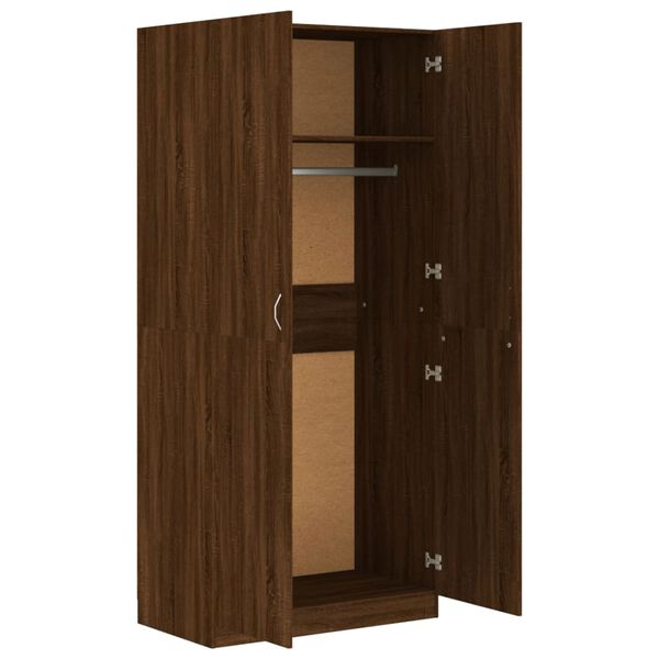 vidaXL Ντουλάπα Καφέ Δρυς 90 x 52 x 200 εκ. από Επεξεργασμένο Ξύλο