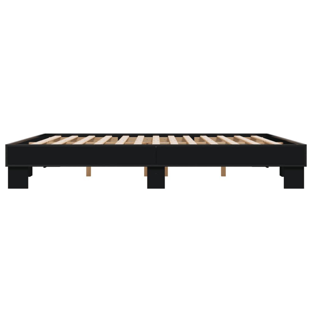 vidaXL Πλαίσιο Κρεβατιού Μαύρο 160 x 200 εκ. Επεξ. Ξύλο & Μέταλλο