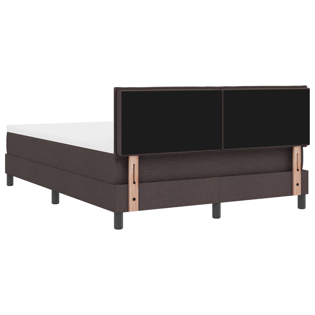 vidaXL Κρεβάτι Box Spring με Στρώμα & LED Σκούρο Καφέ 140x200 εκ Υφασμάτινο