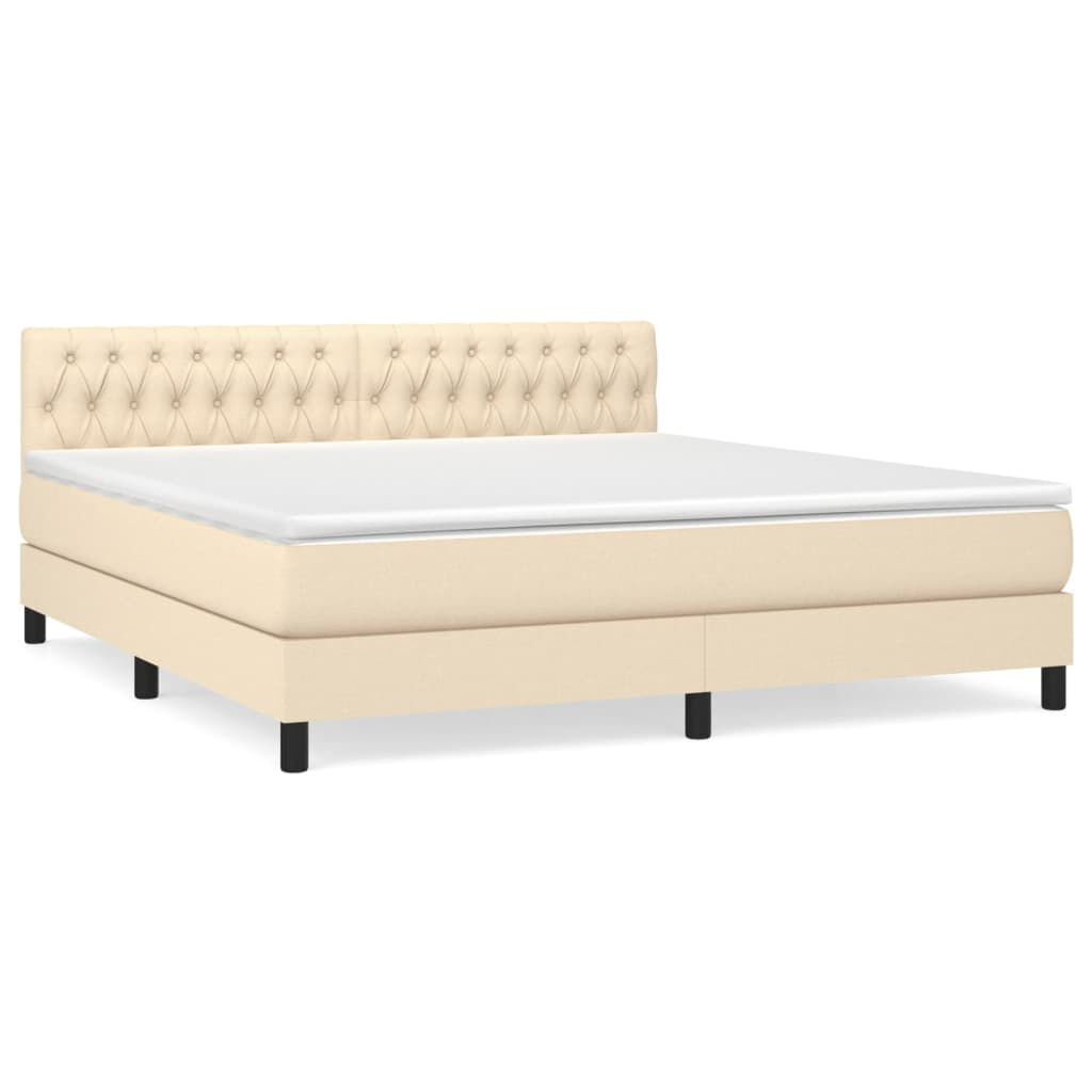 vidaXL Κρεβάτι Boxspring με Στρώμα Κρεμ 180x200 εκ. Υφασμάτινο