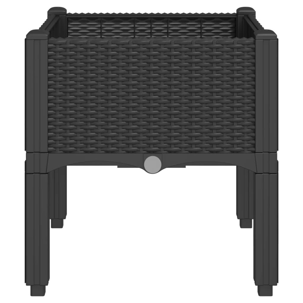 vidaXL Ζαρντινιέρα Κήπου με Πόδια Μαύρη 40x40x42 εκ. Πολυπροπυλένιο