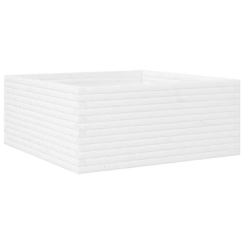 vidaXL Ζαρντινιέρα Κήπου Λευκή 110x110x46 εκ. από Μασίφ Ξύλο Πεύκου