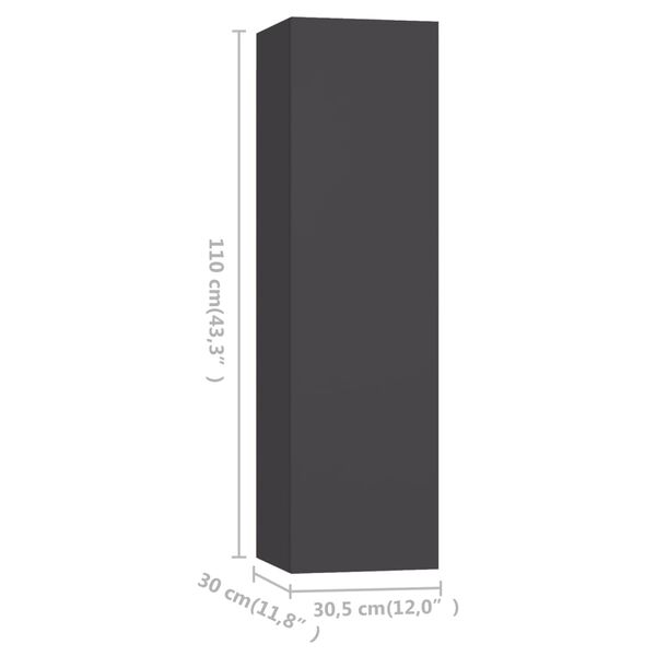 vidaXL Έπιπλα Τηλεόρασης 4 τεμ. Γκρι 30,5 x 30 x 110 εκ. Επεξ. Ξύλο
