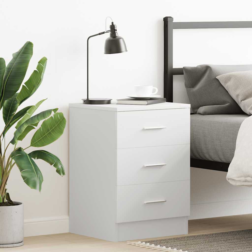 vidaXL Κομοδίνο Λευκό 38 x 35 x 56 εκ. από Επεξ. Ξύλο