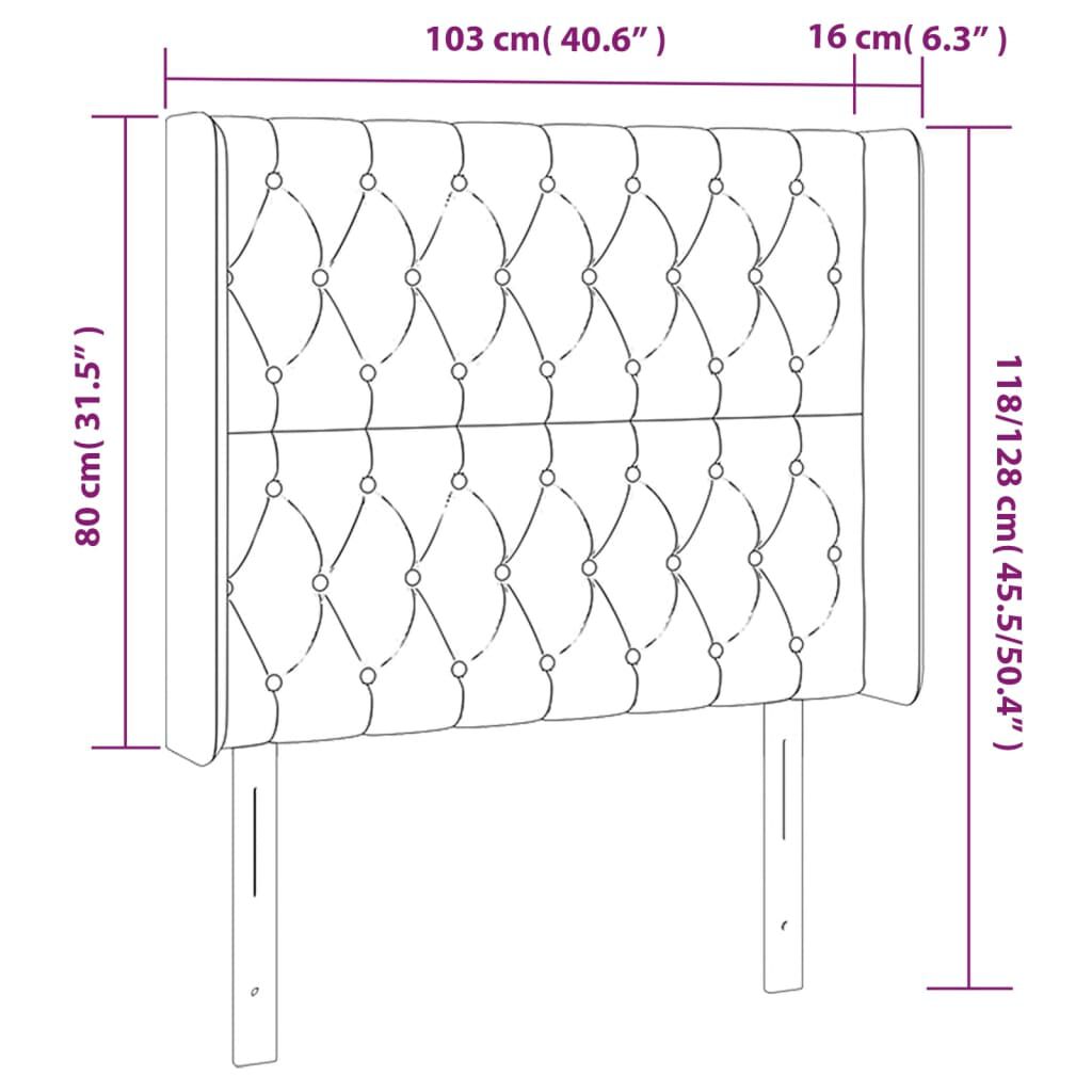 vidaXL Κεφαλάρι Κρεβατιού LED Σκούρο Γκρι 103x16x118/128εκ. Υφασμάτινο