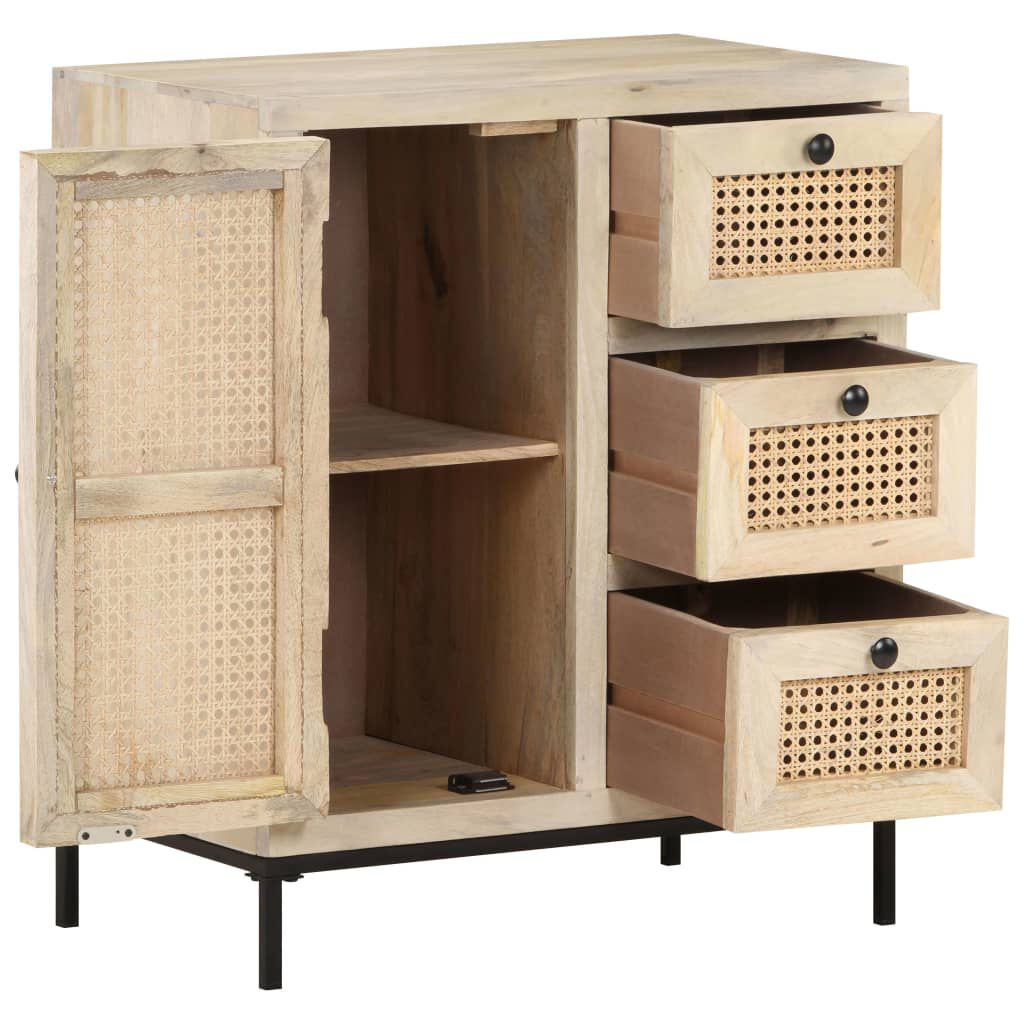 vidaXL Ντουλάπι 60x35x70 εκ. Μασίφ Ξύλο Μάνγκο και Φυσικό Ζαχαροκάλαμο