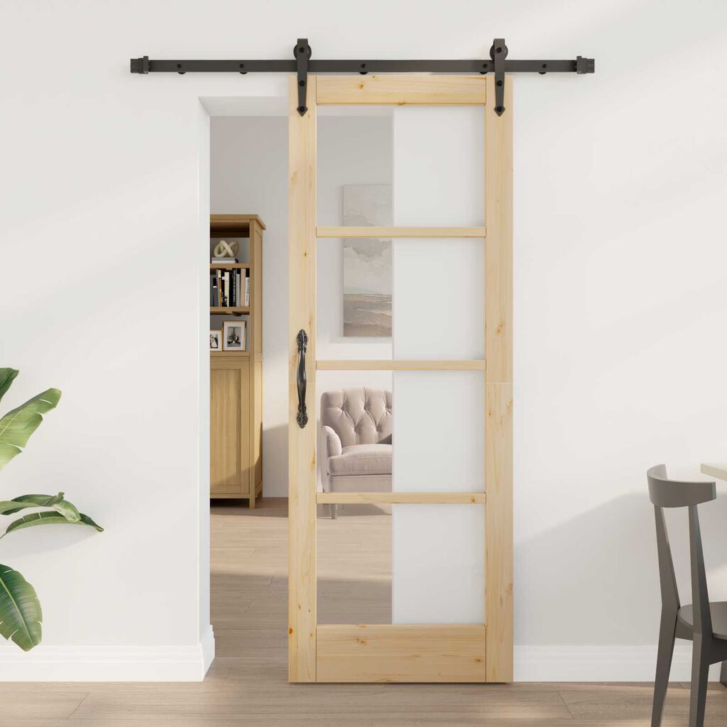 vidaXL Συρόμενη Πόρτα ORKDAL Καφέ 73.5 x 198.5 εκ. Ξύλο και μέταλλο