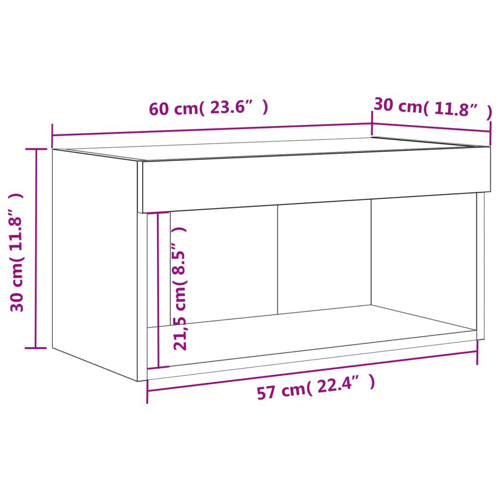vidaXL Έπιπλο Τηλεόρασης με LED Sonoma Δρυς 60x30x30 εκ.