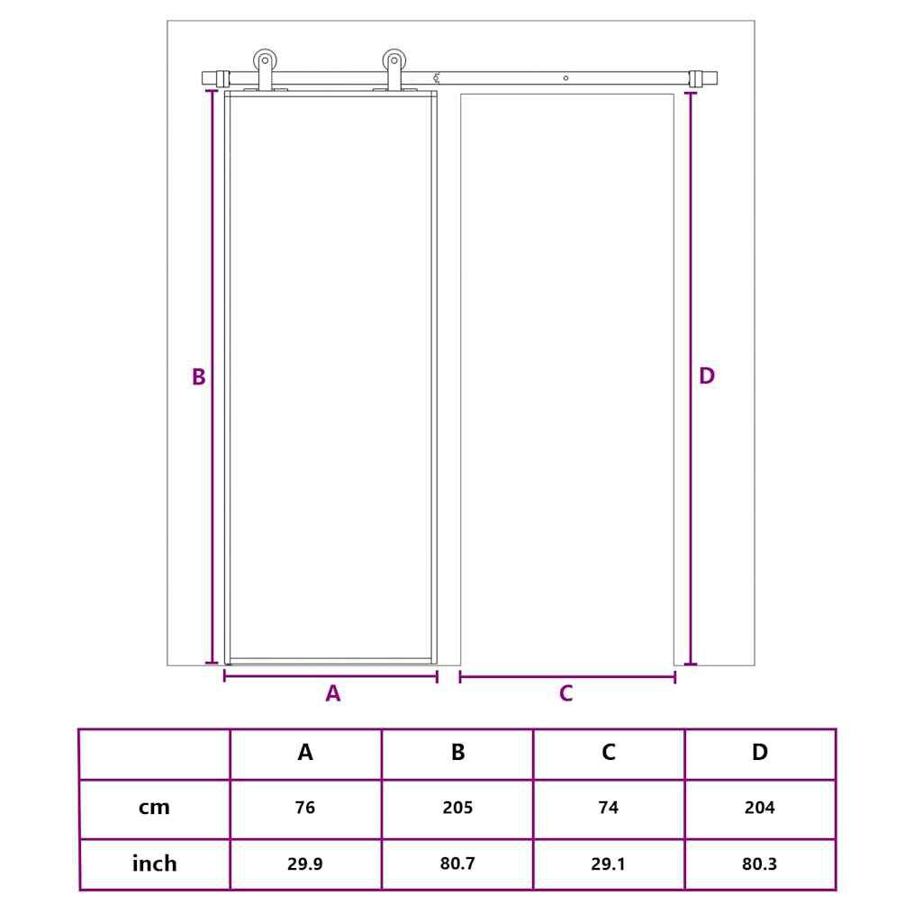 vidaXL Συρόμενη Πόρτα Λευκή 76 x 205 εκ. από Γυαλί ESG / Αλουμίνιο