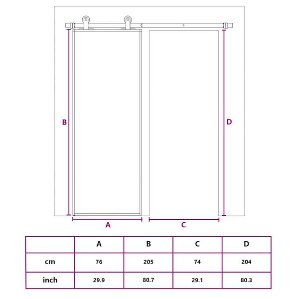 vidaXL Συρόμενη Πόρτα Λευκή 76 x 205 εκ. από Γυαλί ESG / Αλουμίνιο