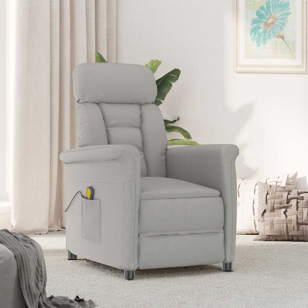 vidaXL Καρέκλα μασάζ Ανοιχτό γκρι 70.5 x 96.5 x 95 cm Πολυεστέρας