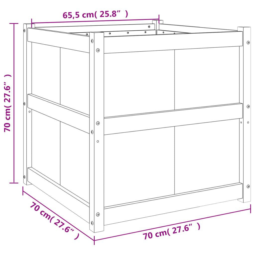 vidaXL Ζαρντινιέρα Λευκή 70 x 70 x 70 εκ. από Μασίφ Ξύλο Πεύκου