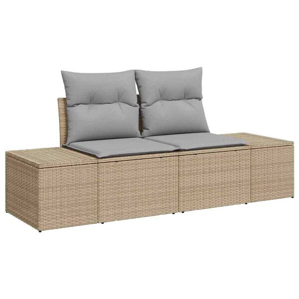 vidaXL Σετ Καναπέ Κήπου με αποθήκευση 10 pcs Μπεζ Πολυ ράταν