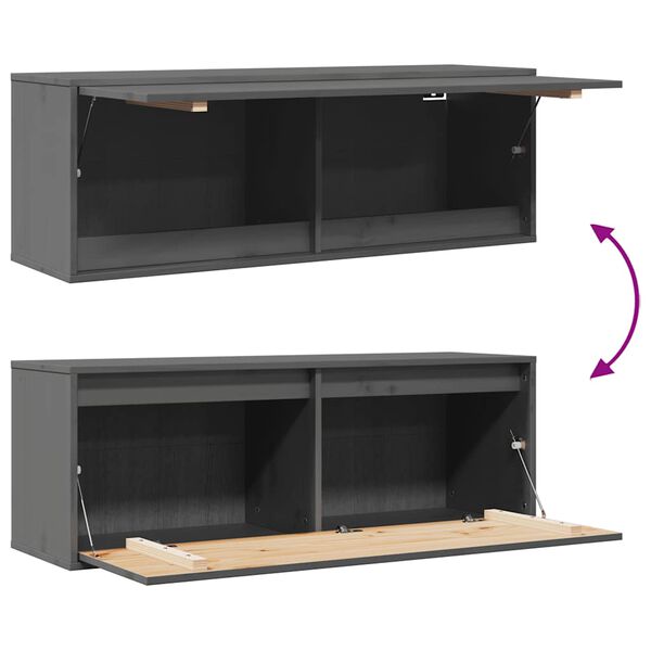 vidaXL Ντουλάπι Τοίχου Γκρι 100 x 30 x 35 εκ. από Μασίφ Ξύλο Πεύκου