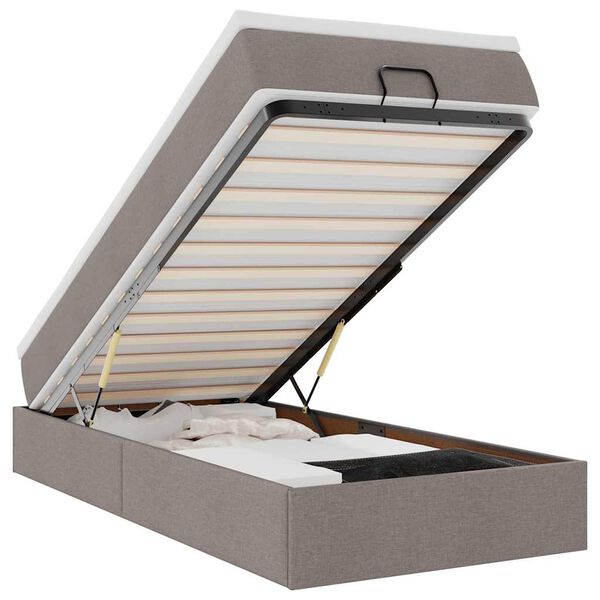 vidaXL Οθωμανικό κρεβάτι με στρώμα Taupe 80x200cm ύφασμα