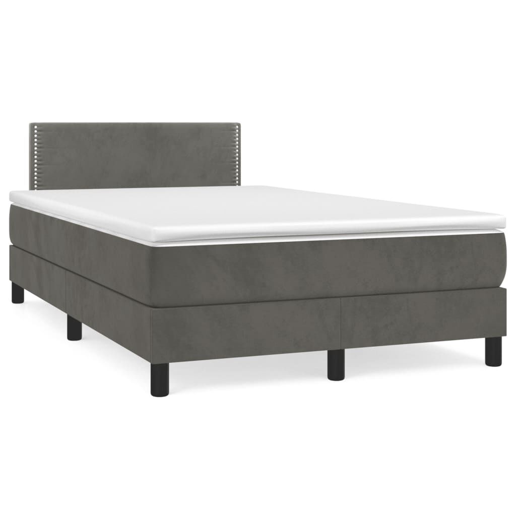 vidaXL Κρεβάτι Boxspring με Στρώμα Σκούρο Γκρι 120x190 εκ. Βελούδινο