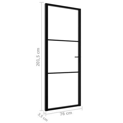 vidaXL Πόρτα Εσωτερική Μαύρη 76 x 201,5 εκ. από Γυαλί ESG / Αλουμίνιο