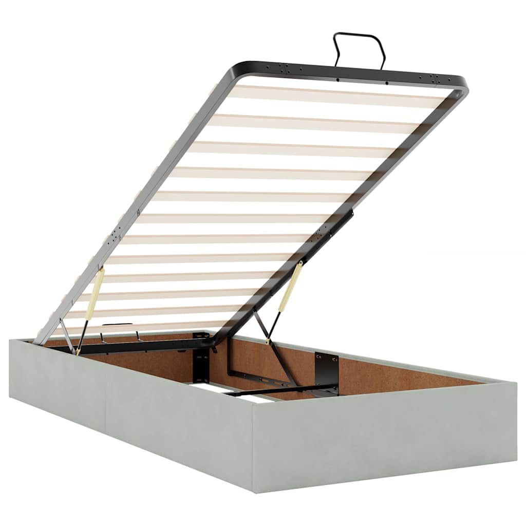 vidaXL Οθωμανικό κρεβάτι με στρώμα&LEDs Ανοιχτό γκρι 90x200cm Βελούδο