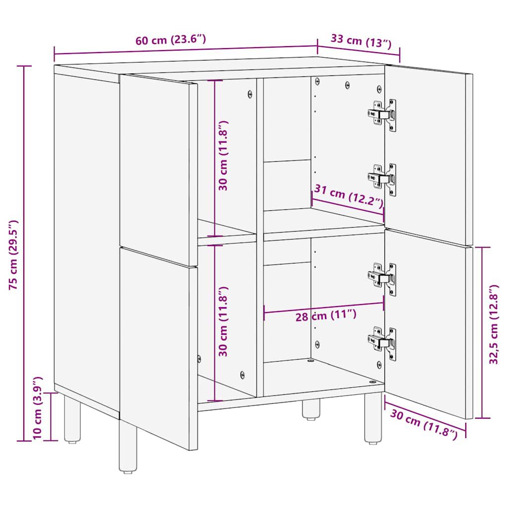 vidaXL Sideboard καφέ 60x33x75 cm μασίφ ξύλο Mango