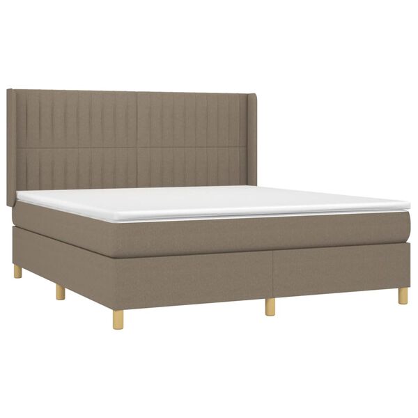 vidaXL &Kappa;&rho;&epsilon;&beta;ά&tau;&iota; Boxspring &mu;&epsilon; &Sigma;&tau;&rho;ώ&mu;&alpha; & LED Taupe 160x200 &epsilon;&kappa;. &Upsilon;&phi;&alpha;&sigma;&mu;ά&tau;&iota;&nu;&omicron;
