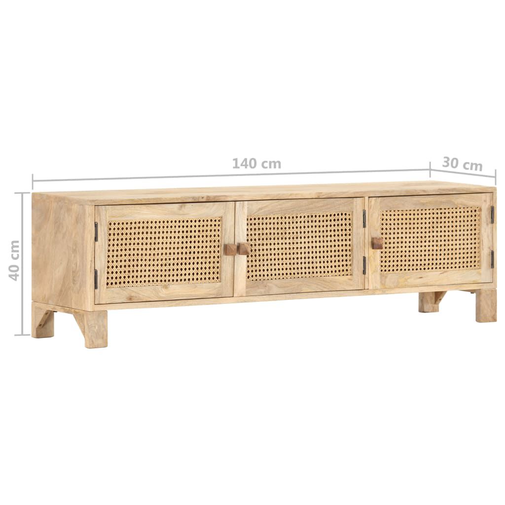 vidaXL Έπιπλο Τηλεόρασης 140x30x40 εκ. Ξύλο Μάνγκο/Φυσικό Ζαχαροκάλαμο