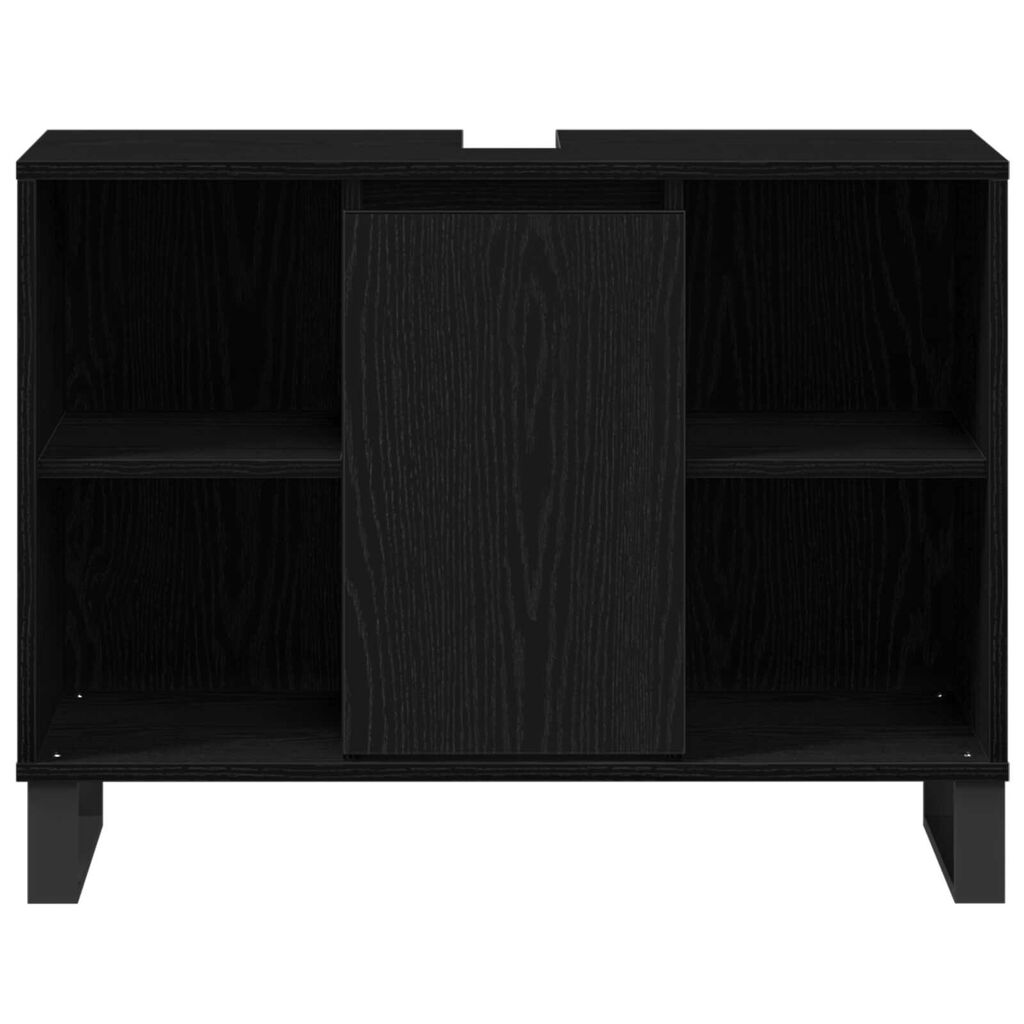 vidaXL Ντουλάπι Μπάνιου Μαύρη δρυς 80 x 33 x 60 εκ Επεξεργασμένο ξύλο