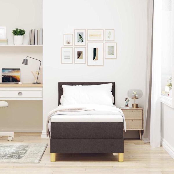 vidaXL Κρεβάτι box spring με στρώμα με στρώμα Σκούρο καφέ Σκούρο καφέ