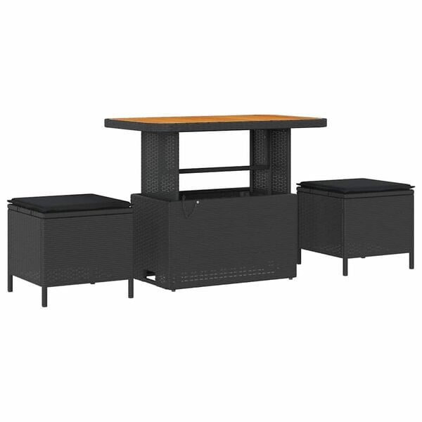 vidaXL Σετ Καναπέ Κήπου με μαξιλάρι 11 pcs Μαύρο 90 x 55 x 71 cm
