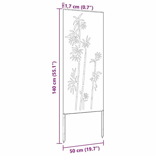 vidaXL Διακοσμητική Πλάκα Κήπου Σκ rusty 50 x 140 cm