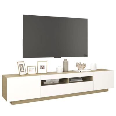 vidaXL Έπιπλο Τηλεόρασης με LED Λευκό / Sonoma Δρυς 200 x 35 x 40 εκ.