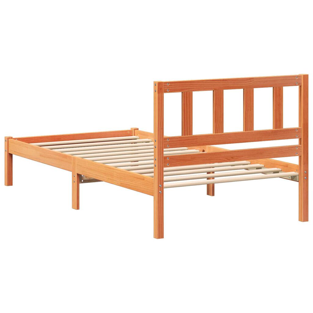 vidaXL Σκελετός Κρεβατιού Καφέ κεριού 75 x 190 cm Συμπαγές ξύλο πεύκου