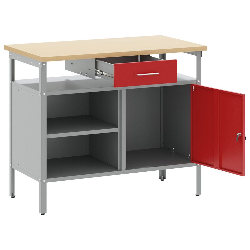vidaXL Γραφείο με Κλειστή Πόρτα Κόκκινο 100x55x85 εκ Ατσάλι