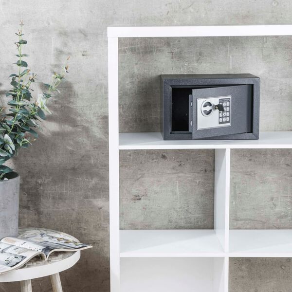 HI Χρηματοκιβώτιο με Ηλεκτρική Κλειδαριά Σκούρο Γκρι 31 x 20 x 20 εκ.