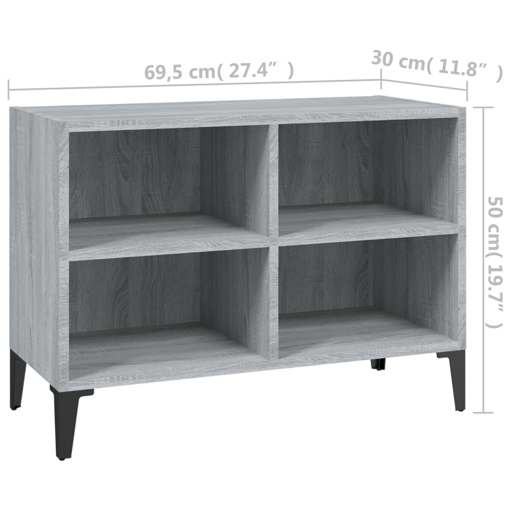 vidaXL Έπιπλο Τηλεόρασης Γκρι Sonoma 69,5x30x50 εκ. με Μεταλλικά Πόδια