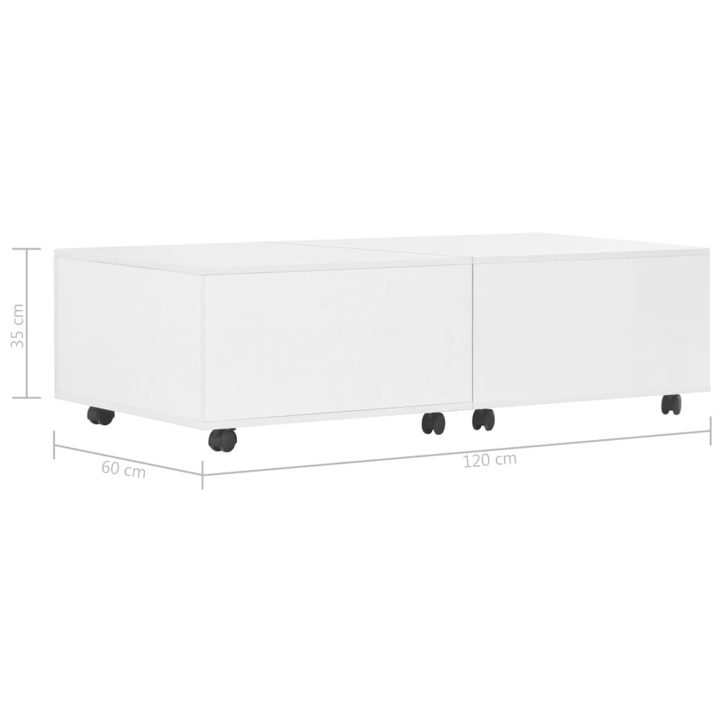 vidaXL Τραπεζάκι Σαλονιού Γυαλιστερό Λευκό 120 x 60 x 35 εκ.