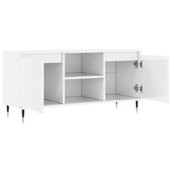 vidaXL Έπιπλο Τηλεόρασης Γυαλ. Λευκό 104 x 35 x 50 εκ. Επεξεργ. Ξύλο