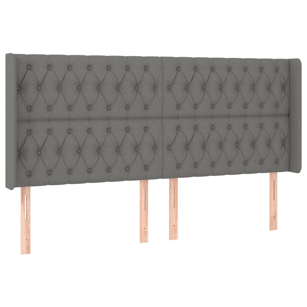 vidaXL Κρεβάτι Boxspring με Στρώμα & LED Σκ.Γκρι 200x200εκ. Υφασμάτινο
