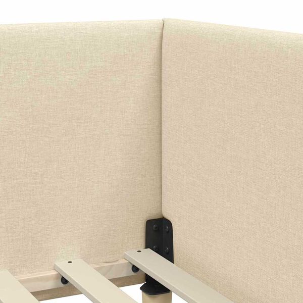 vidaXL Κρεβάτι Γωνίας Άλλο Κρεμ 100 x 200 cm Ύφασμα και Έργο ξύλου