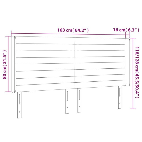 vidaXL Κεφαλάρι Κρεβατιού LED Ανοιχτό Γκρι 163x16x118/128εκ. Βελούδινο