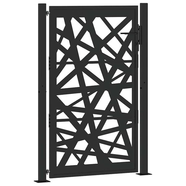 vidaXL Garden Gate Μαύρη 105x155 cm Σχέδιο Ατσάλινο Φωτιστικό