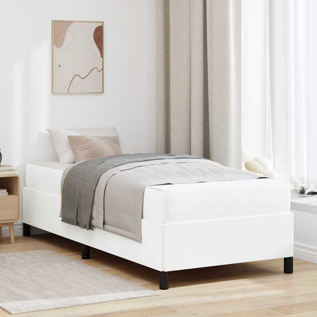 vidaXL Σκελετός κρεβατιού με στρώμα Λευκό 100 x 200 cm Τεχνητό δέρμα