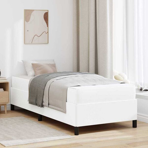 vidaXL Σκελετός κρεβατιού με στρώμα Λευκό 100 x 200 cm Τεχνητό δέρμα