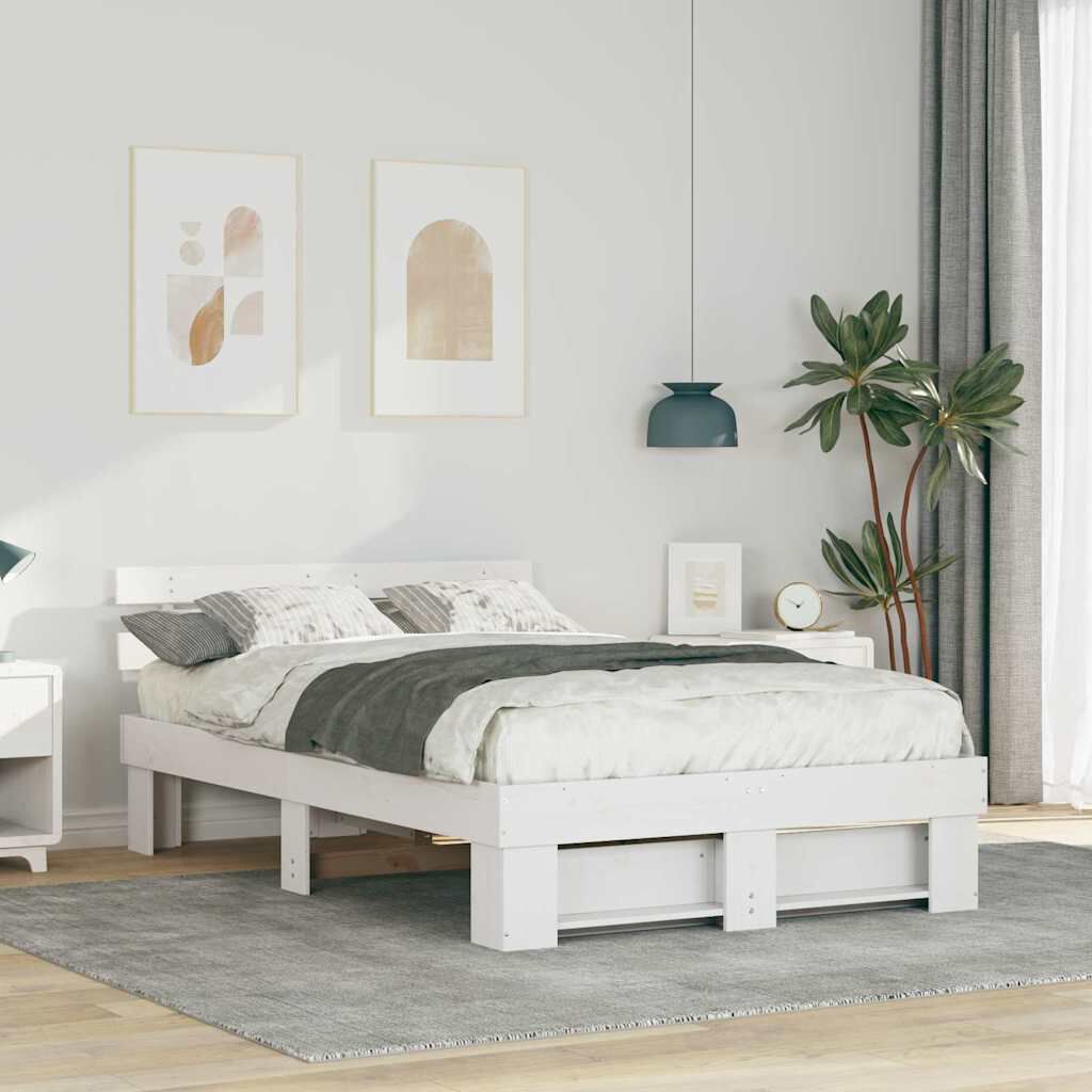 vidaXL Σκελετός Κρεβατιού Λευκό 120 x 190 cm Μασίφ ξύλο πεύκου