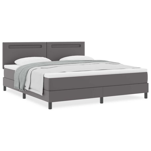 vidaXL Κρεβάτι με Στρώμα με στρώμα Γκρι 180 x 200 cm Τεχνητό δέρμα