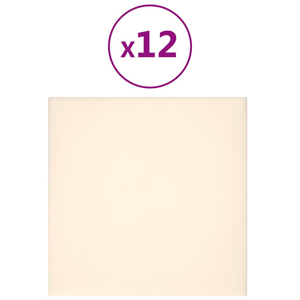 vidaXL Πάνελ Τοίχου 12 τεμ. Λευκό 30 x 30 εκ. 1,08 μ² Βελούδινα