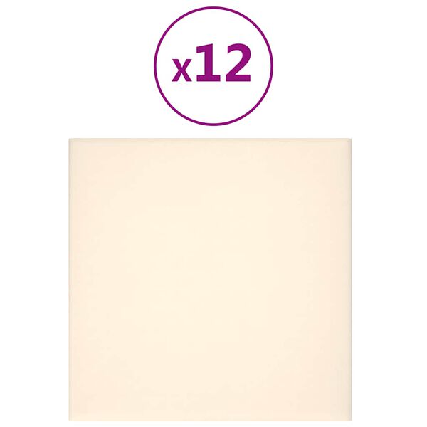vidaXL Πάνελ Τοίχου 12 τεμ. Λευκό 30 x 30 εκ. 1,08 μ² Βελούδινα