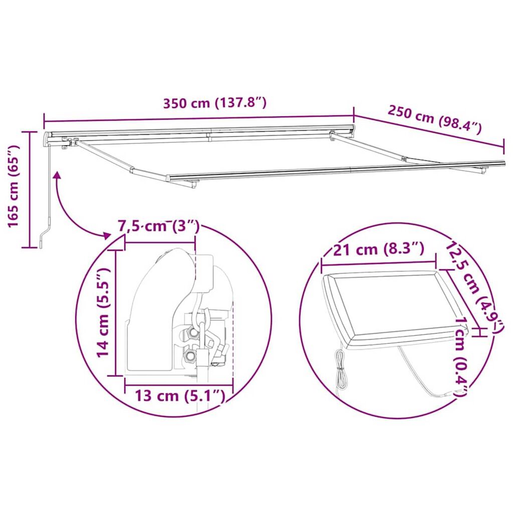 vidaXL Σκηνίτσα Αναδιπλούμενη with 350 x 250 εκ Ανοιχτό γκρι